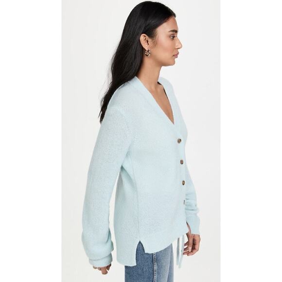 3.1 Phillip Lim Shirred Sleeve Cardigan Lofty Alpaca Blend Ice Blue Size Medium - Picture 2 of 15